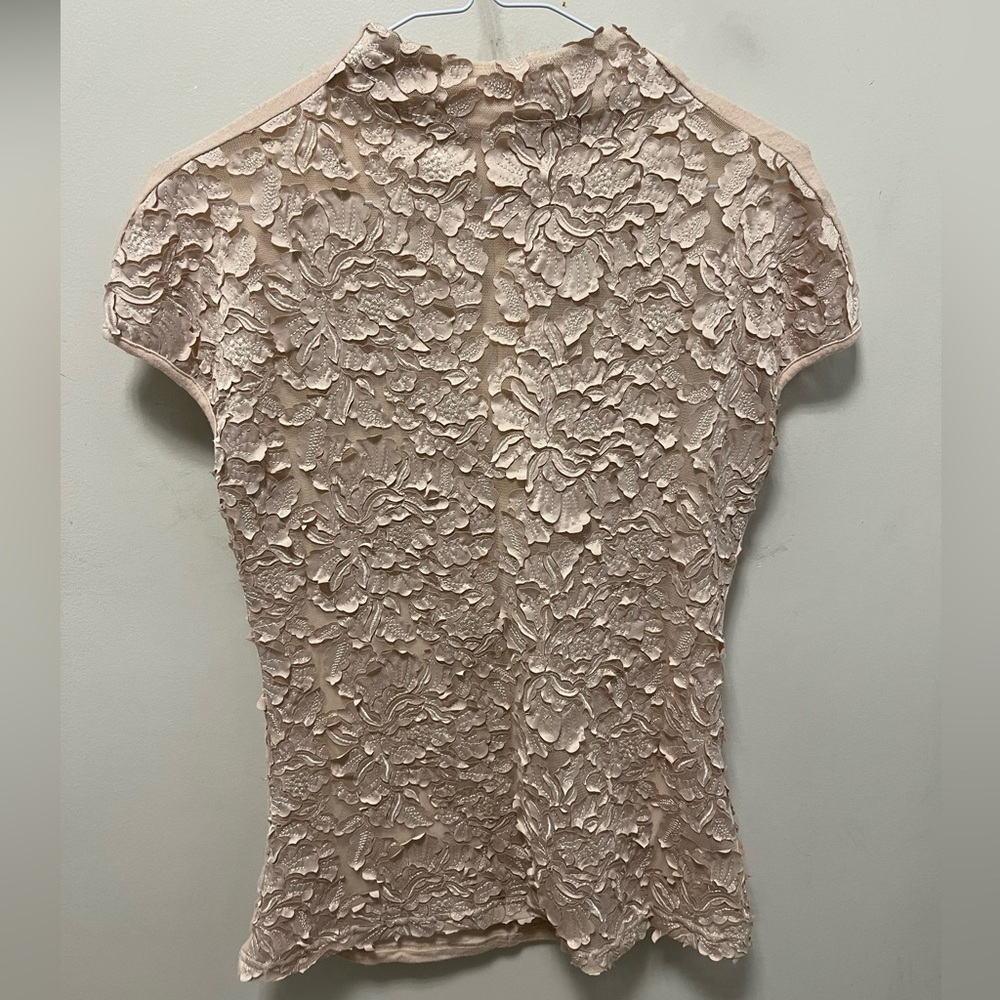 Gracia Net and Jersey Top Mock neck